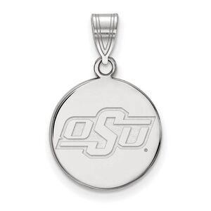 14k White Gold Oklahoma State Small Disc Pendant